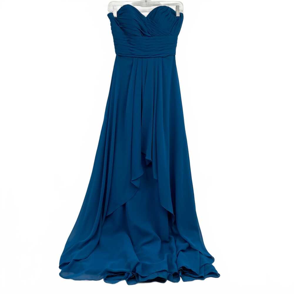 Mori Lee Blue Sweetheart Neckline Strapless Maxi Dress | Womens 2